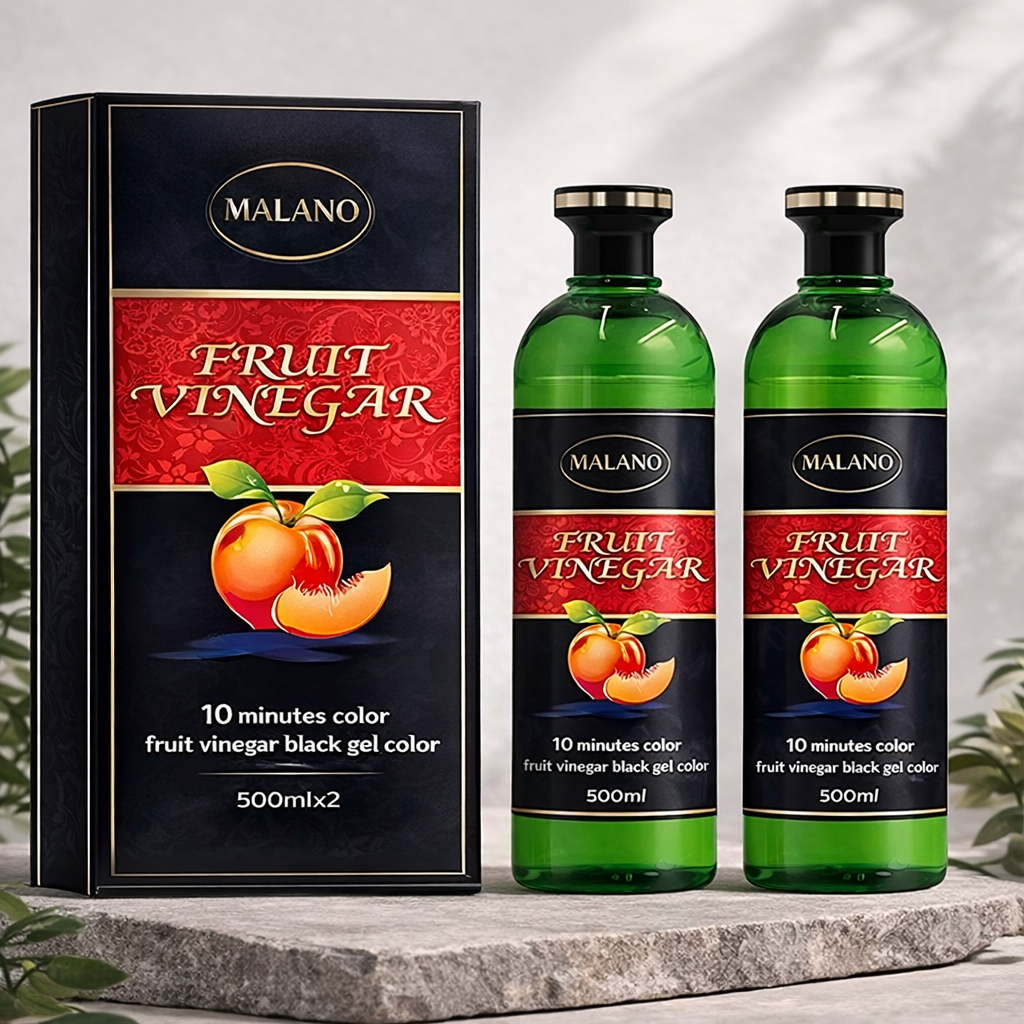 Fruit vinegar hair colour gel bottles and box
